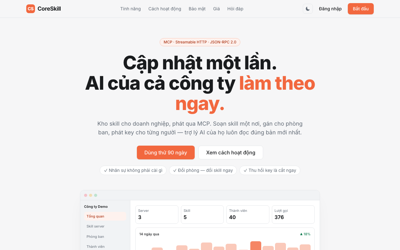 Cổng chia sẻ AI Skills - kho skill doanh nghiệp phát qua MCP